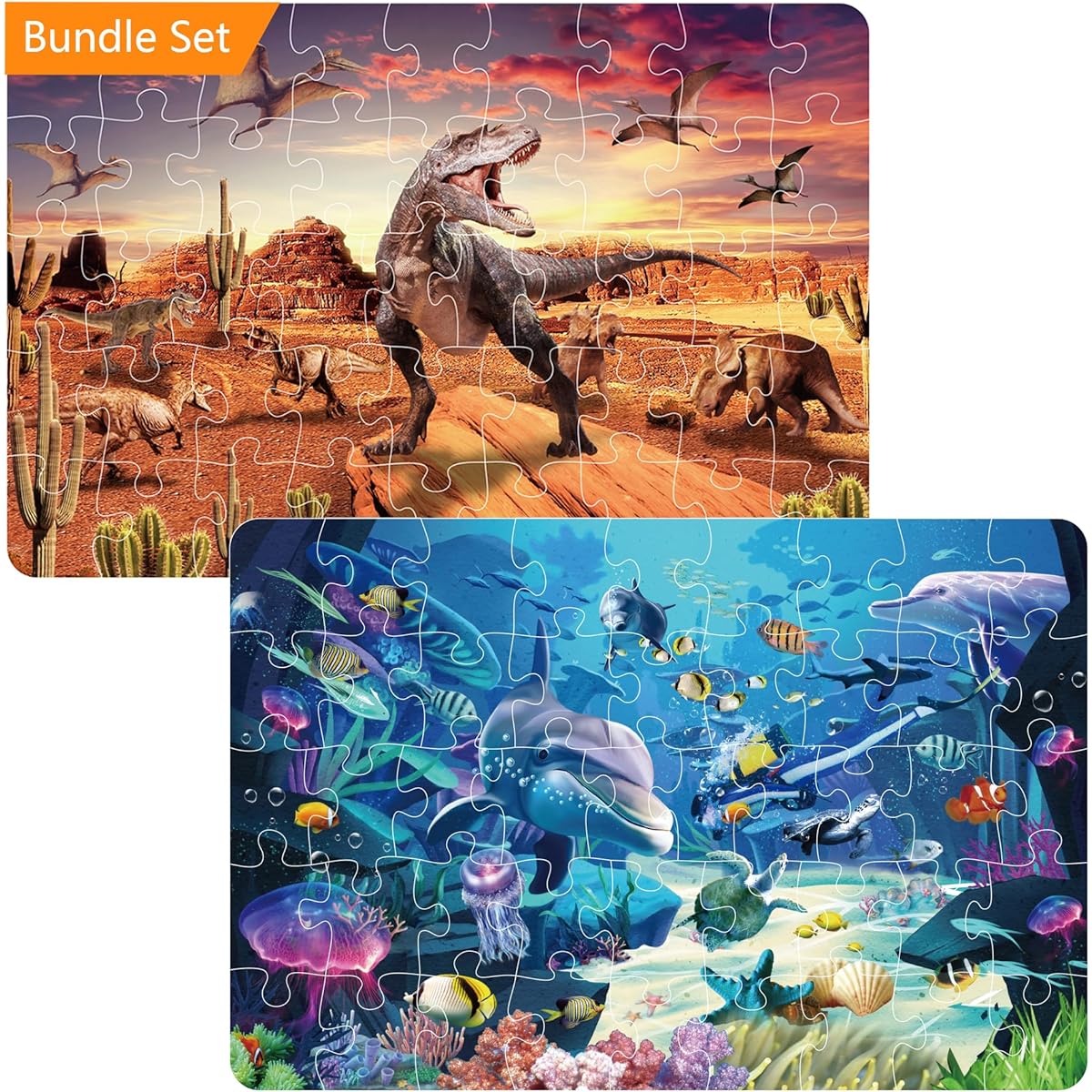 Puzzle for Kids Ages 4-8 Underwater World Dinosaur Floor Puzzle Enhance Children's Cognition Promote Hand-Eye Coordination