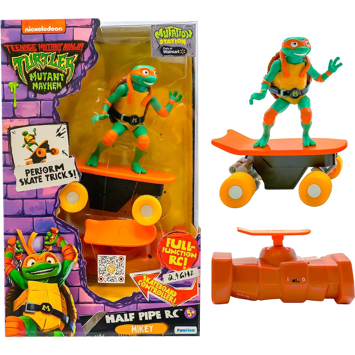 Teenage Mutant Ninja Turtles Michelangelo Halfpipe RC Vehicle Movie Edition Ages 5+ - Skate + Perform Tricks - 2.4GHz RC Controller