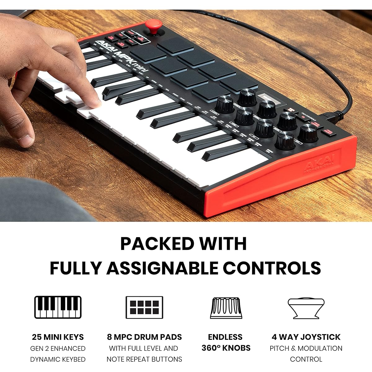 AKAI Professional MIDI Keyboard & Audio Interface 2-in 2-out MPK Mini MK3 & M-Audio AIR 192|4