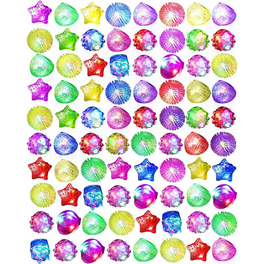 144 Pieces Light Up Rings Colorful Glow Rings Glow in the Dark Flashing LED Rings Kids Party Favors Plastic Dimpled Rings Birthday Party Supplies Classroom Prizes Gifts 6 Colors 6 Shapes