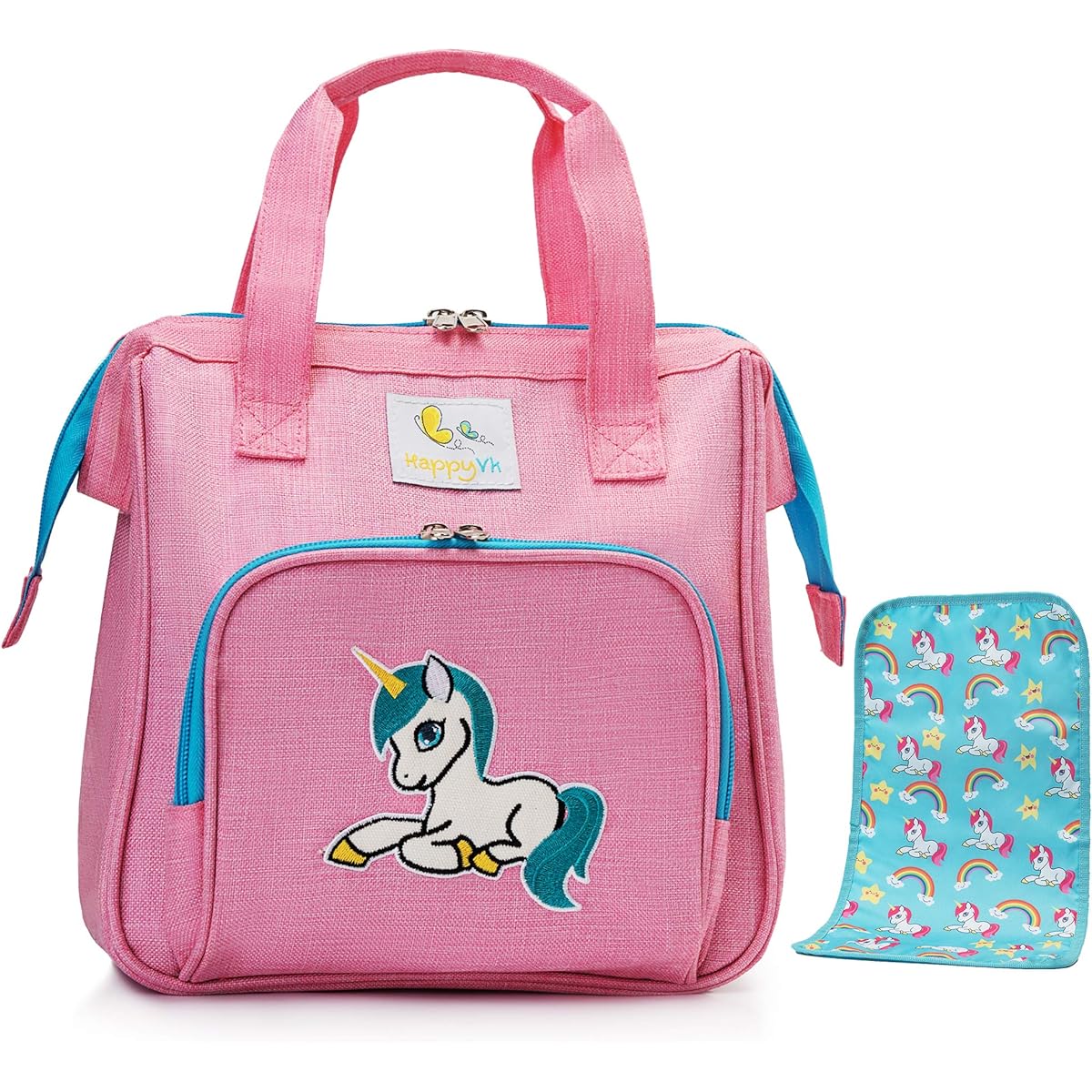 HappyVk- Pink Baby Doll Diaper Bag with Doll Changing Pad - Handbag for Girls - Unicorn, Pink, 2XL, Unicorn