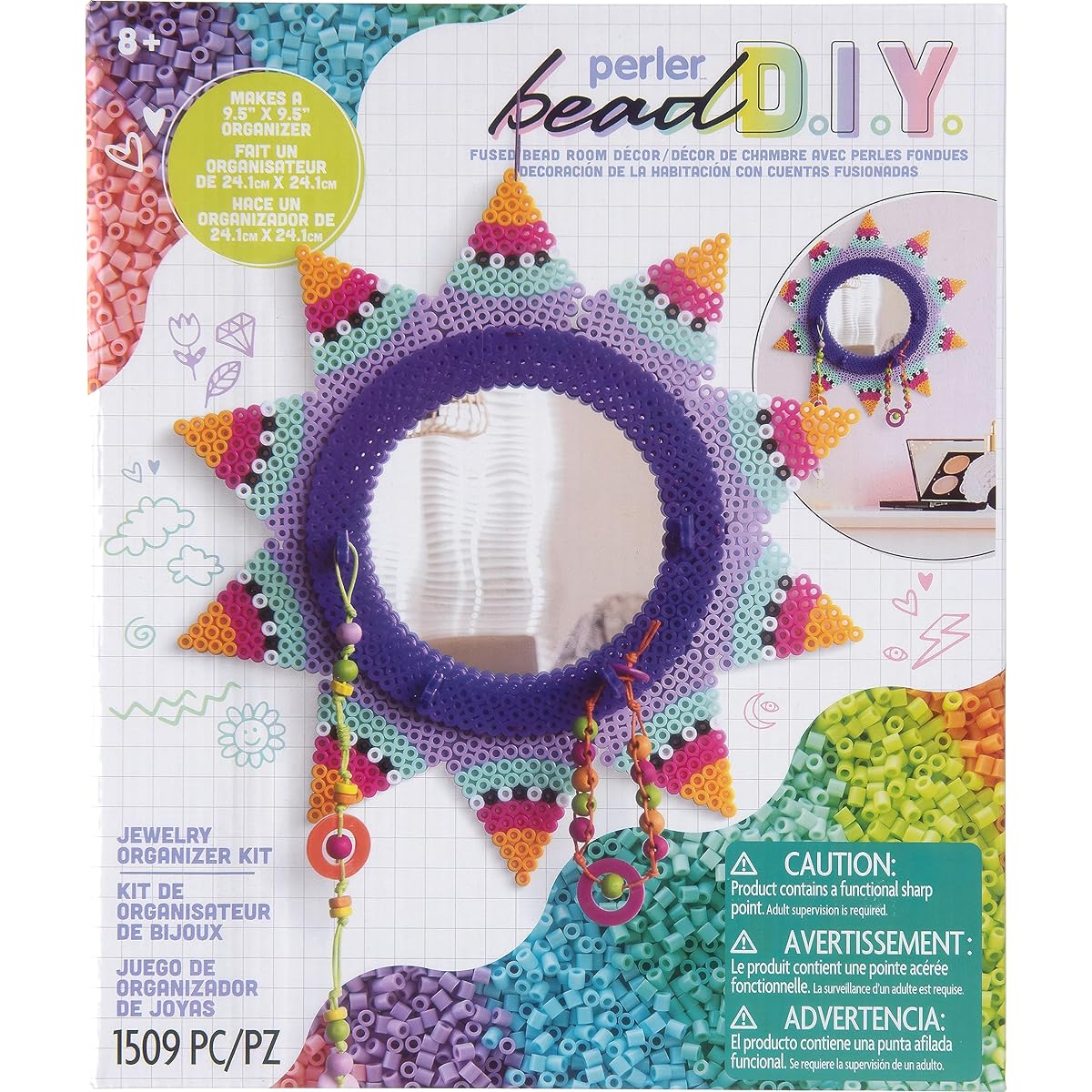 Perler DIY Jewelry Bead Craft Kit, Multicolor, 1509 Pieces