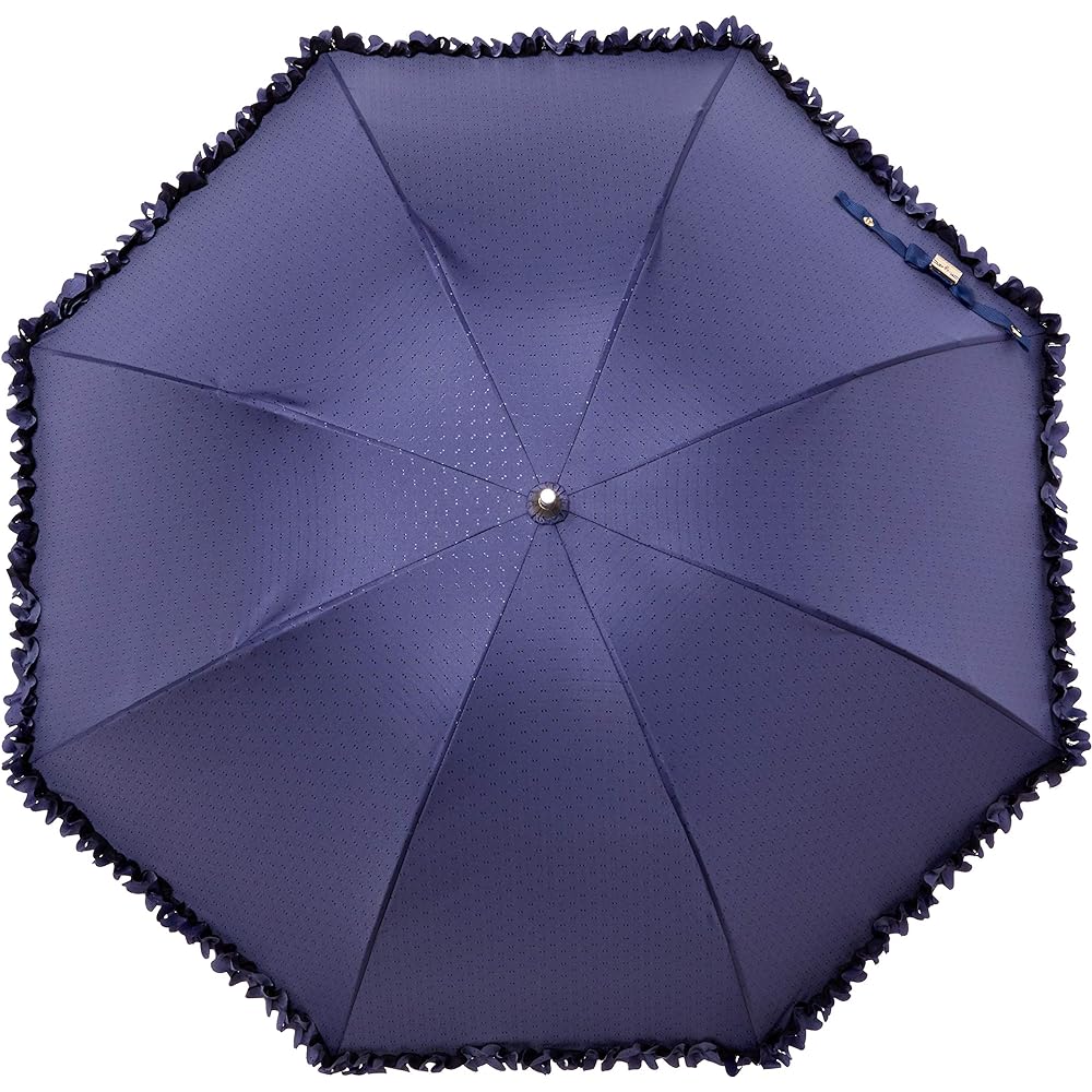 MOONBAT LANVIN en blue Frill Parasol Short Umbrella Parasol Sun and Rain Umbrella Simple Stylish Cute Heat Shielding/Blackout Women's Blue