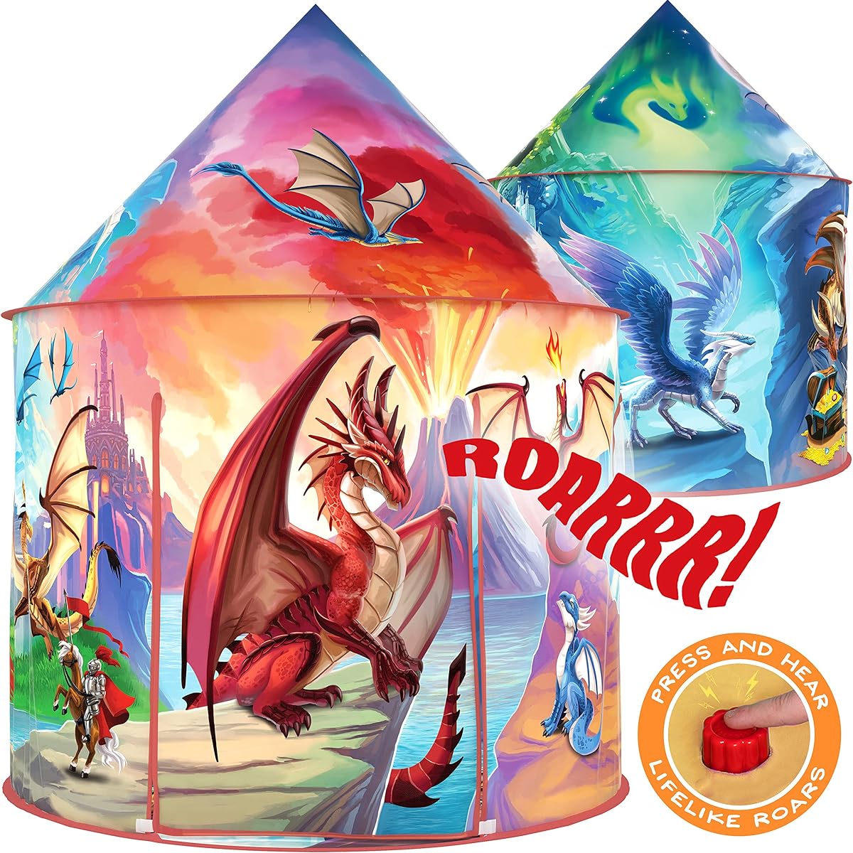 W&O Dragon Hero Kids Tent with Roar Button - Epic Dragon Tent - Pop Up Tent for Kids - Dragon Toys for Boys & Girls - Kids Play Tent - Outdoor and Indoor Tents for Kids - Dragons - Kids Tent Indoor