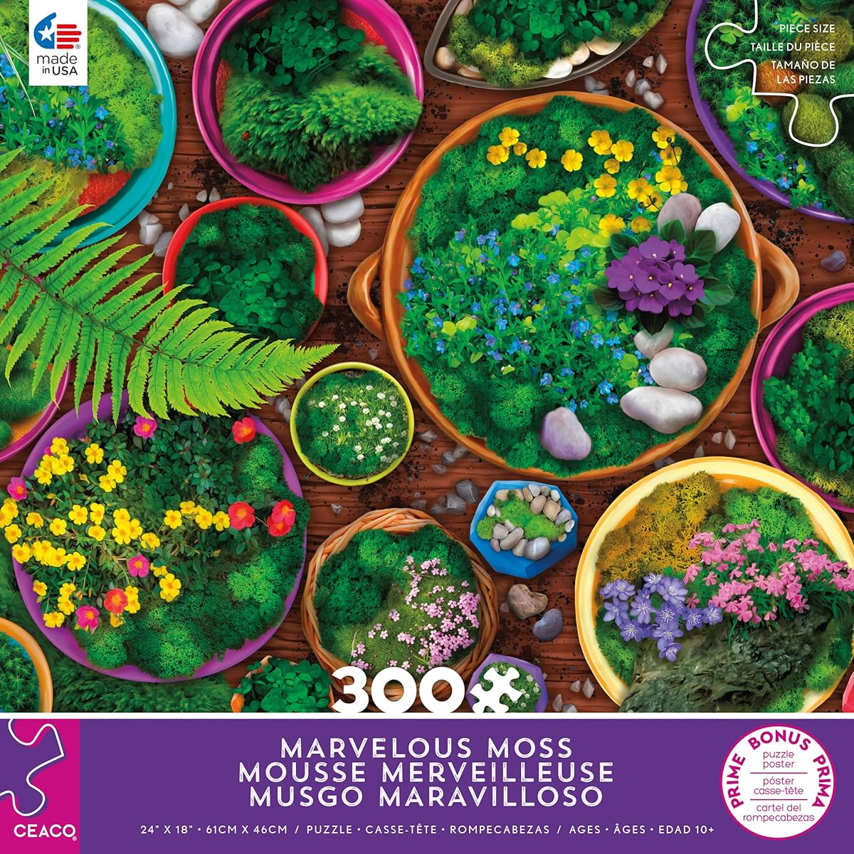 Ceaco - Marvelous Moss - Moss Bowl - Extra Large 300 Piece Jigsaw Puzzle
