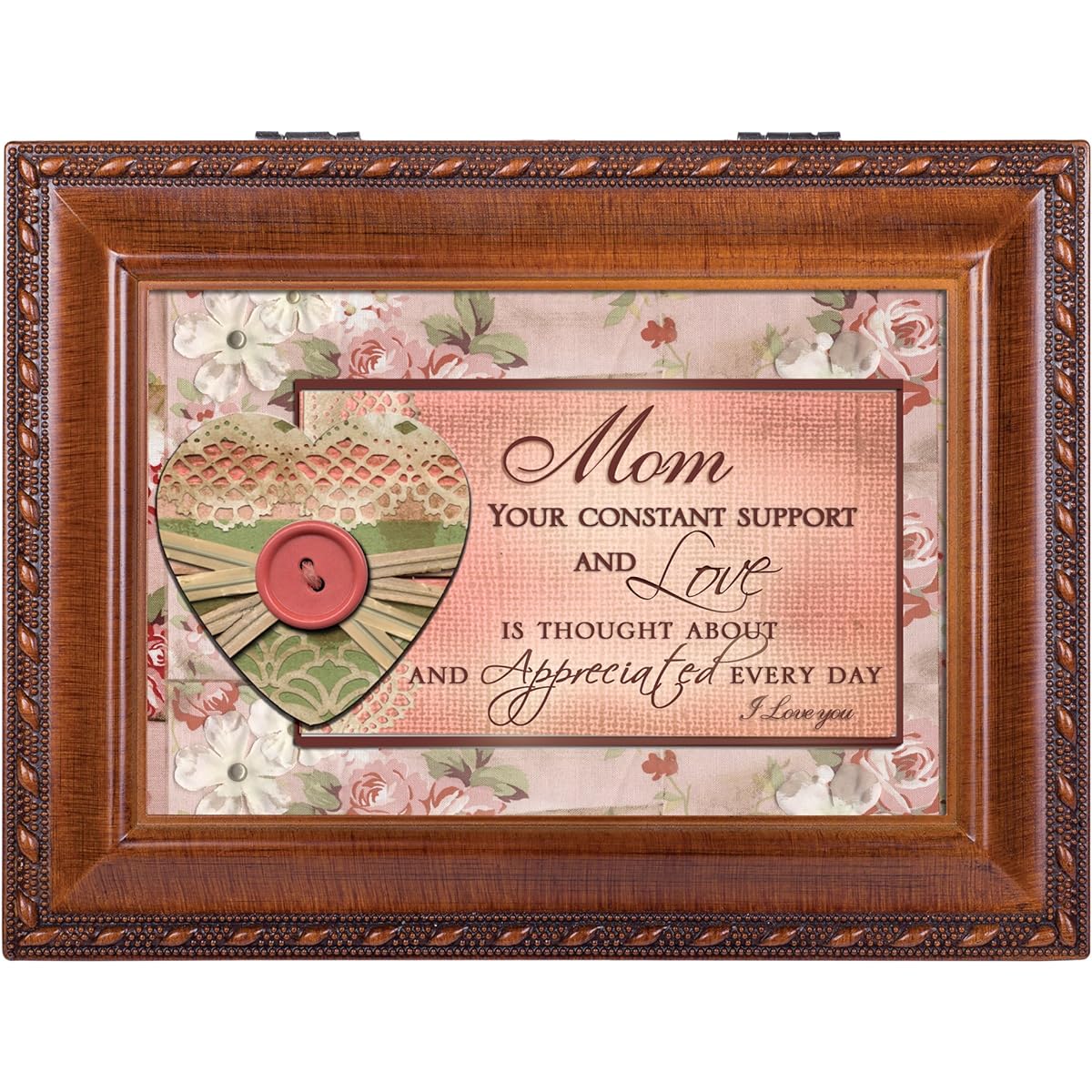 Mom Cottage Garden Woodgrain Traditional Music Box Plays You Light Up My Life