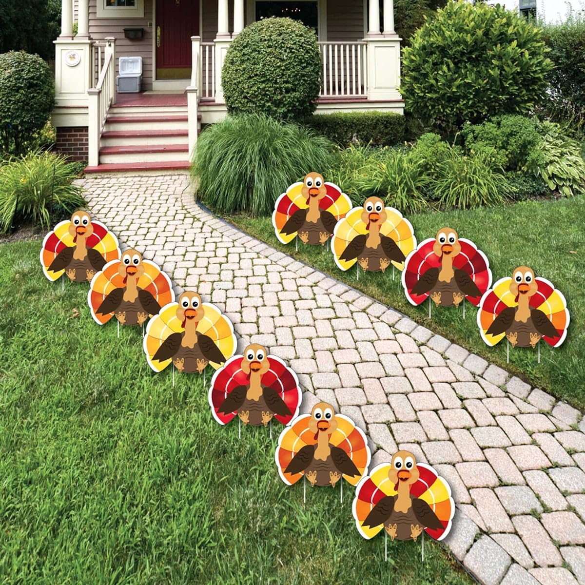 Big Dot of Happiness Thanksgiving Turkeys - Turkeys - Outdoor Fall Harvest Yard Decorations for Thanksgiving - 10 Pieces