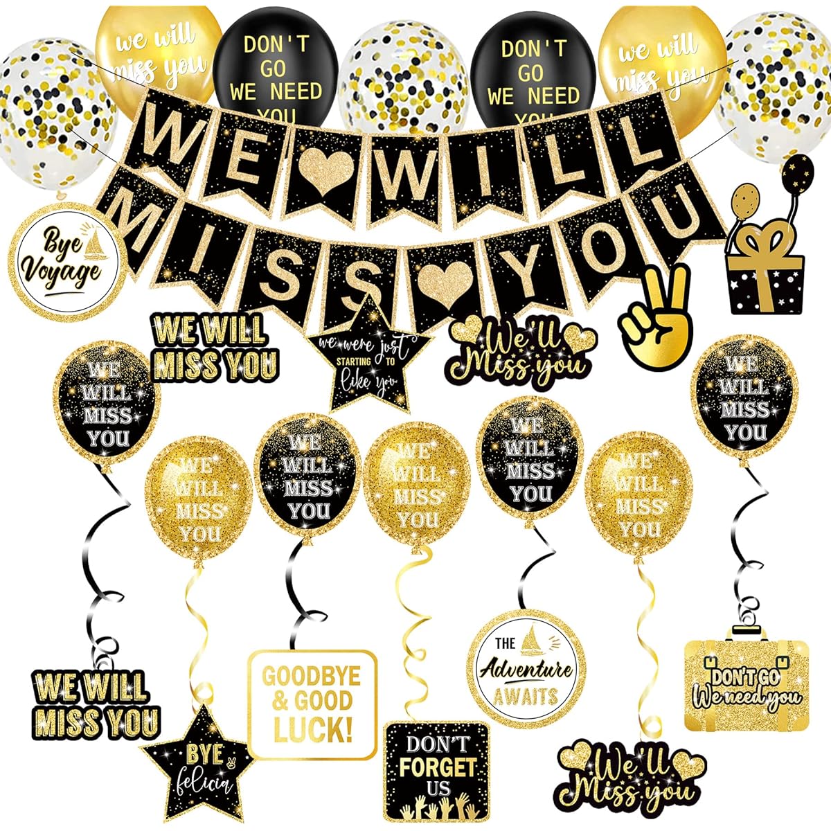 Farewell Party Decorations Supplies Kit, We Will Miss You Decorations, Going Away Party Decorations, Will Miss You Banner, Great for Retirement Farewell Going Away Job Change Party