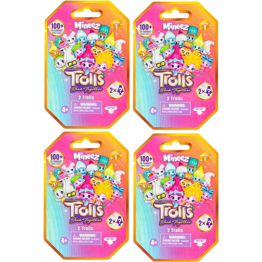 Trolls DreamWorks Band Together Mineez 1.5" Collectible Figures - 4 Bundle Packs - Get 8 Figures!, 24348