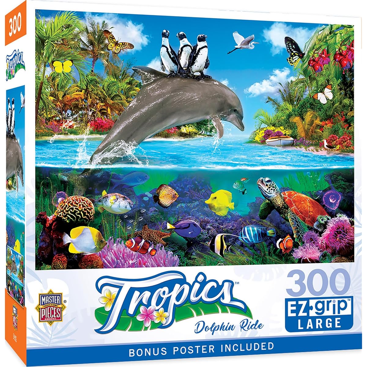 MasterPieces 300 Piece EZ Grip Jigsaw Puzzle - Dolphin Ride - 18"x24"