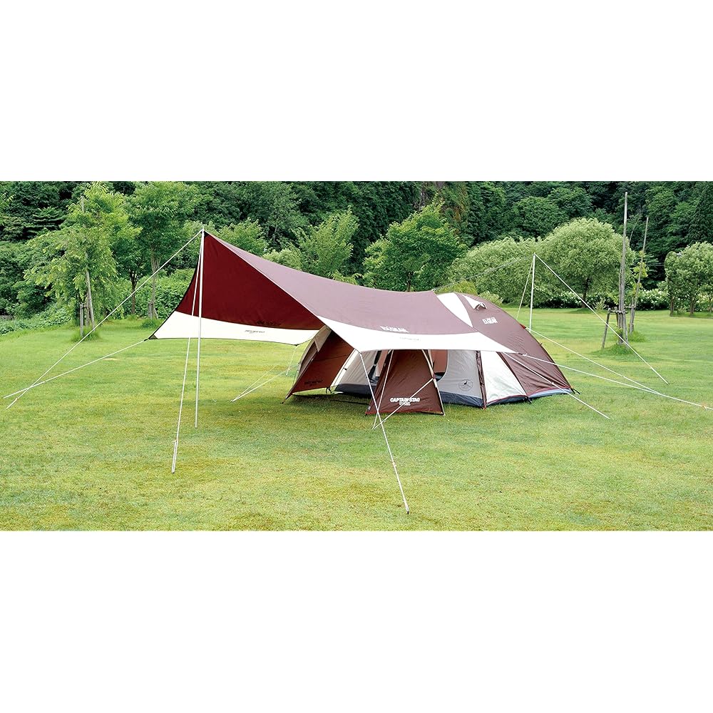 CAPTAIN STAG Tent Tarp Extension Belt Set BLACK PACKAGE Exgear Two Room Dome Tent & Tarp Set + For 4~5 People UZ-13232 Brown 440 x 440cm