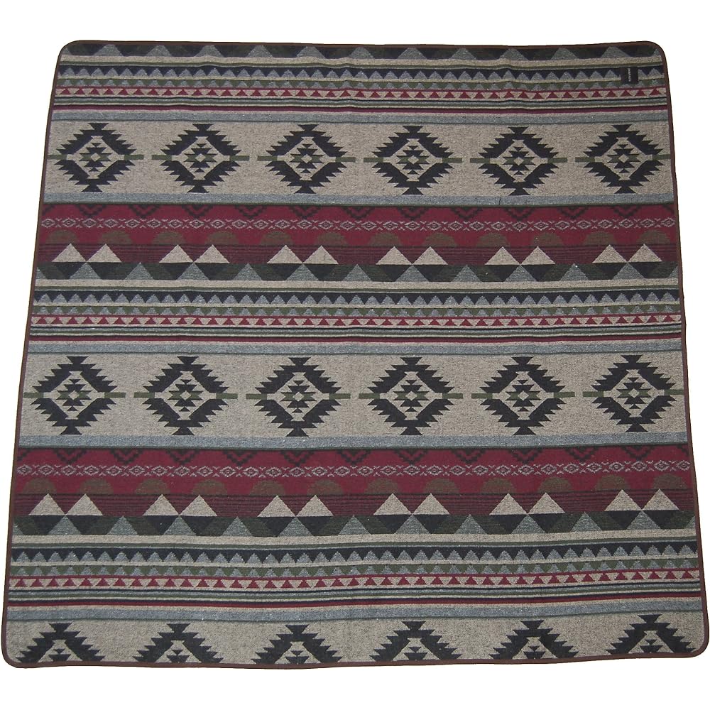 Ruth&Boaz Ethnic Native Pattern Blanket Rug (L) GREEN BURGUNDY SAPPHIRE BROWN (150×145cm) (150×205cm)