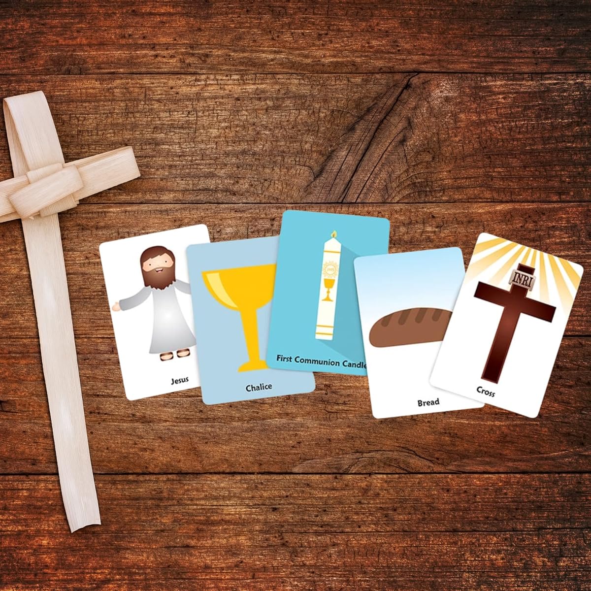 Needzo My First Holy Communion Memory Matching Cards Set for Sunday School, Church, Congregational Classroom, Teaching Tools and Supplies, Collectible Keepsakes for Catholic Boys and Girls, 54 Cards Each (3 Packs)