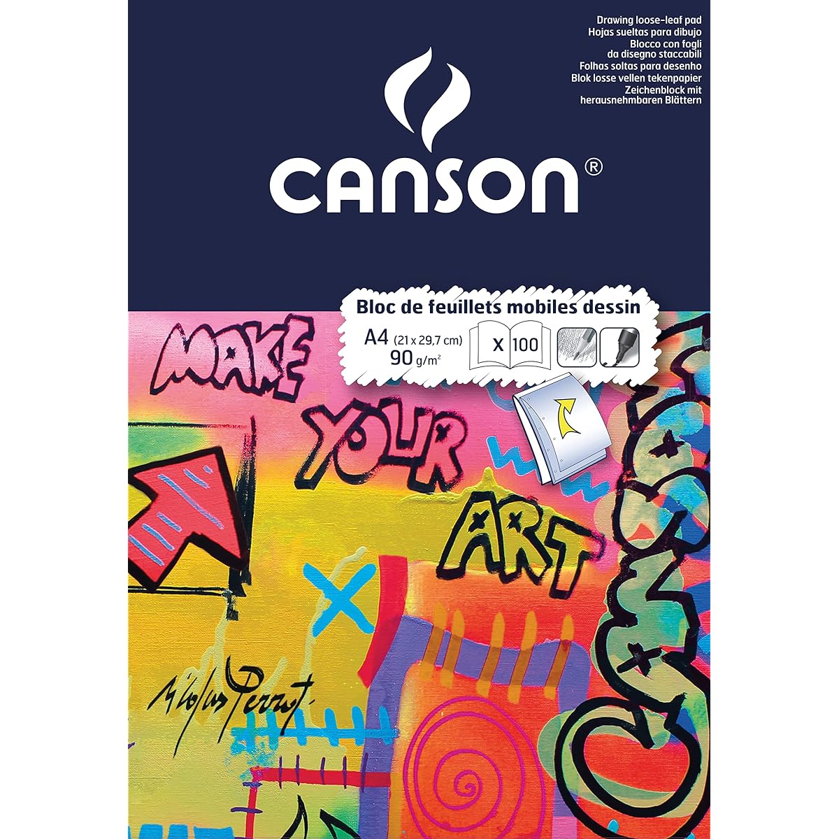 Canson Bristol A4 Loose Sheet Perforated Drawing Pad 90gsm 50 Sheets White