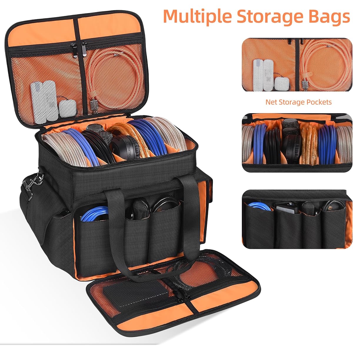 HOMFU DJ Gig Gear Bag - DJ Cable File Organizer Bag with Removable Dividers DJ Travel Gig Bag with Organization Package for Business Trips Daily Use DJ File Equipment Musician Accessories Travel Outdoor