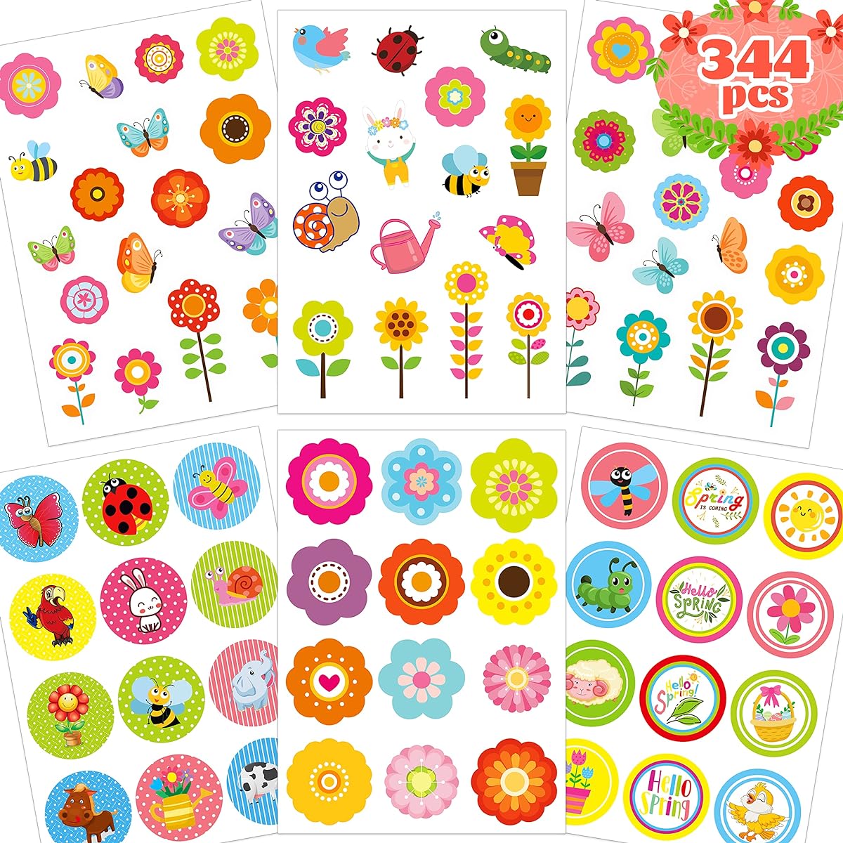 Spring Stickers Flower Stickers Spring Flower Stickers for Kids/Crafts/Envelopes Spring Stickers Bulk Purchase Spring Decorations Spring Self-Adhesive Stickers Kids Party Supplies