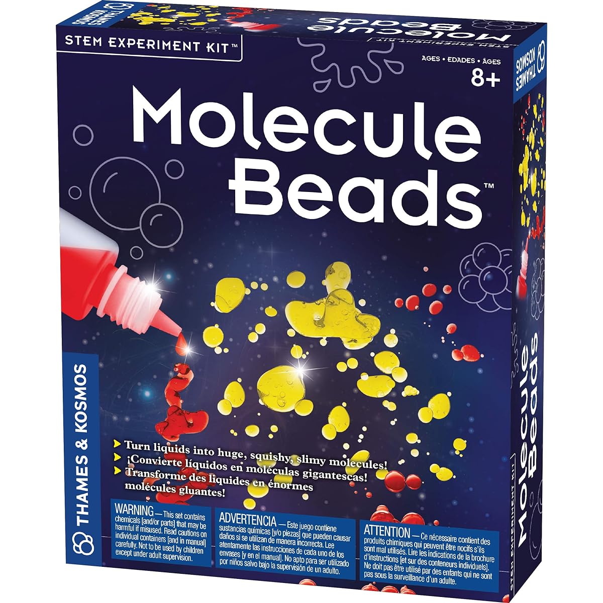 Thames & Kosmos Molecular Beads STEM Experiment Kit | Turn liquids into giant, fluffy slimy molecules | Learn about polymers | Tri-language instruction manual (English, French, Spanish)