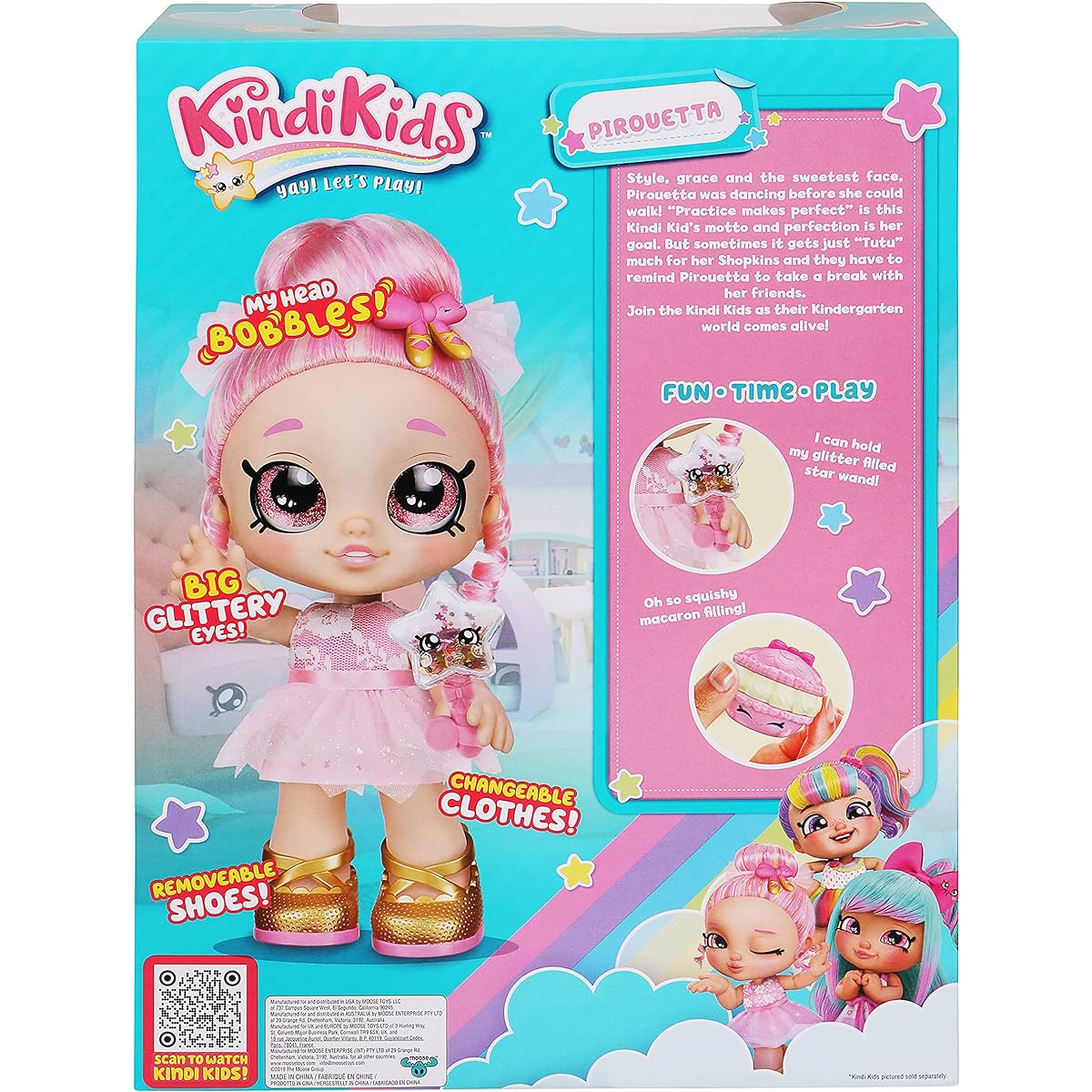 Kindi Kids Fun Time Buddies - Preschool Play Doll Pieroetta - Ages 3+ | Interchangeable Clothing and Removable Shoes