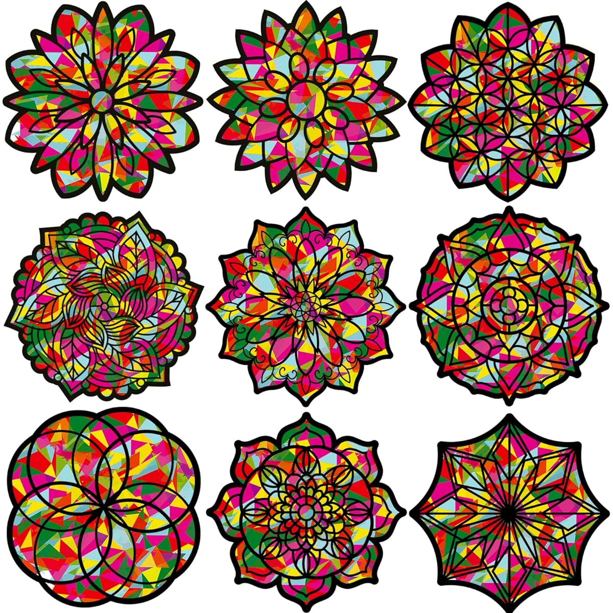 ceiba tree Flower Sun Catcher Craft Kit DIY Window Stained Glass Art Kit with Tissue Paper for Kids