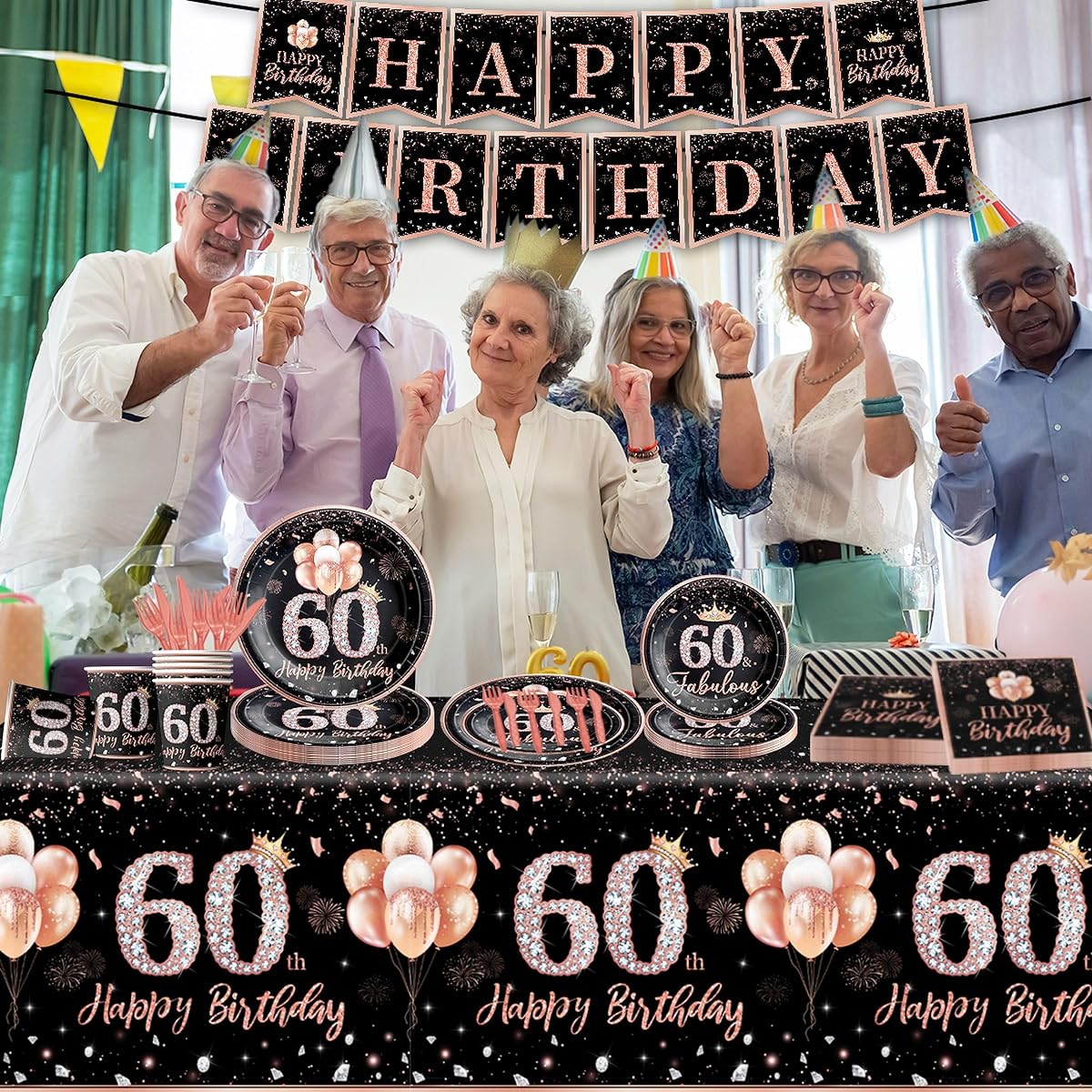 Party Supplies - 142 Piece Party Decorations with Banner (60th Birthday)
