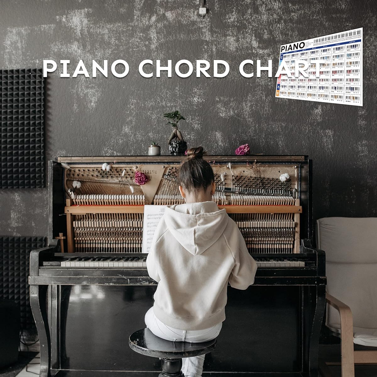 Piano Chord Chart Poster, Educational Reference Guide for Beginners Learn String Progressions and Play Piano String Order in Any Key, Piano Wall Chart Reference for Beginners, Adults or Children