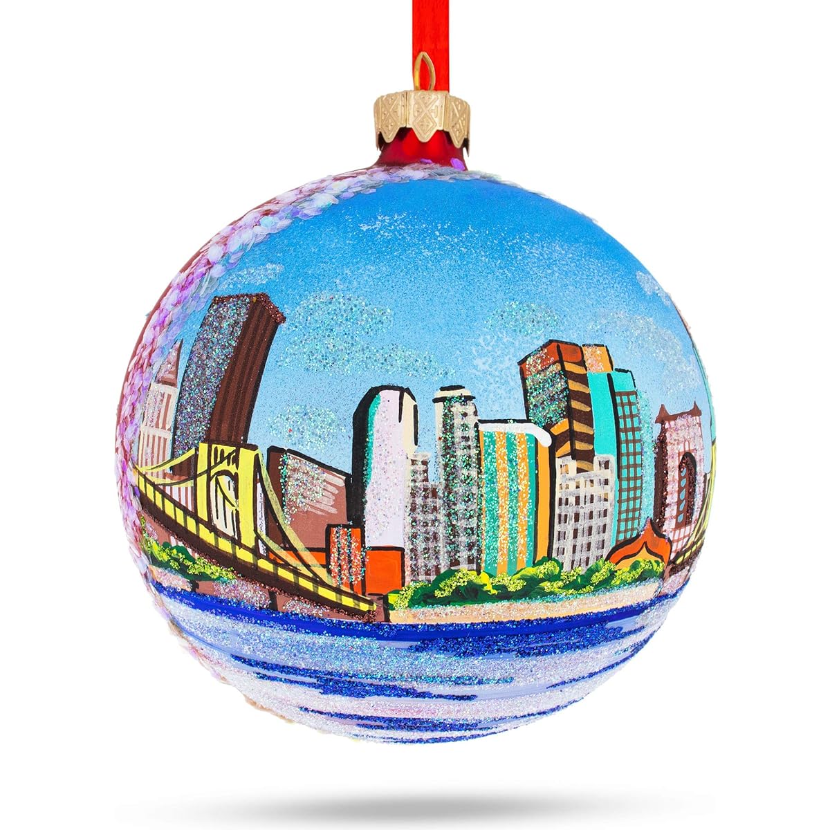 Pittsburgh Pennsylvania Glass Ball Christmas Ornament 4"