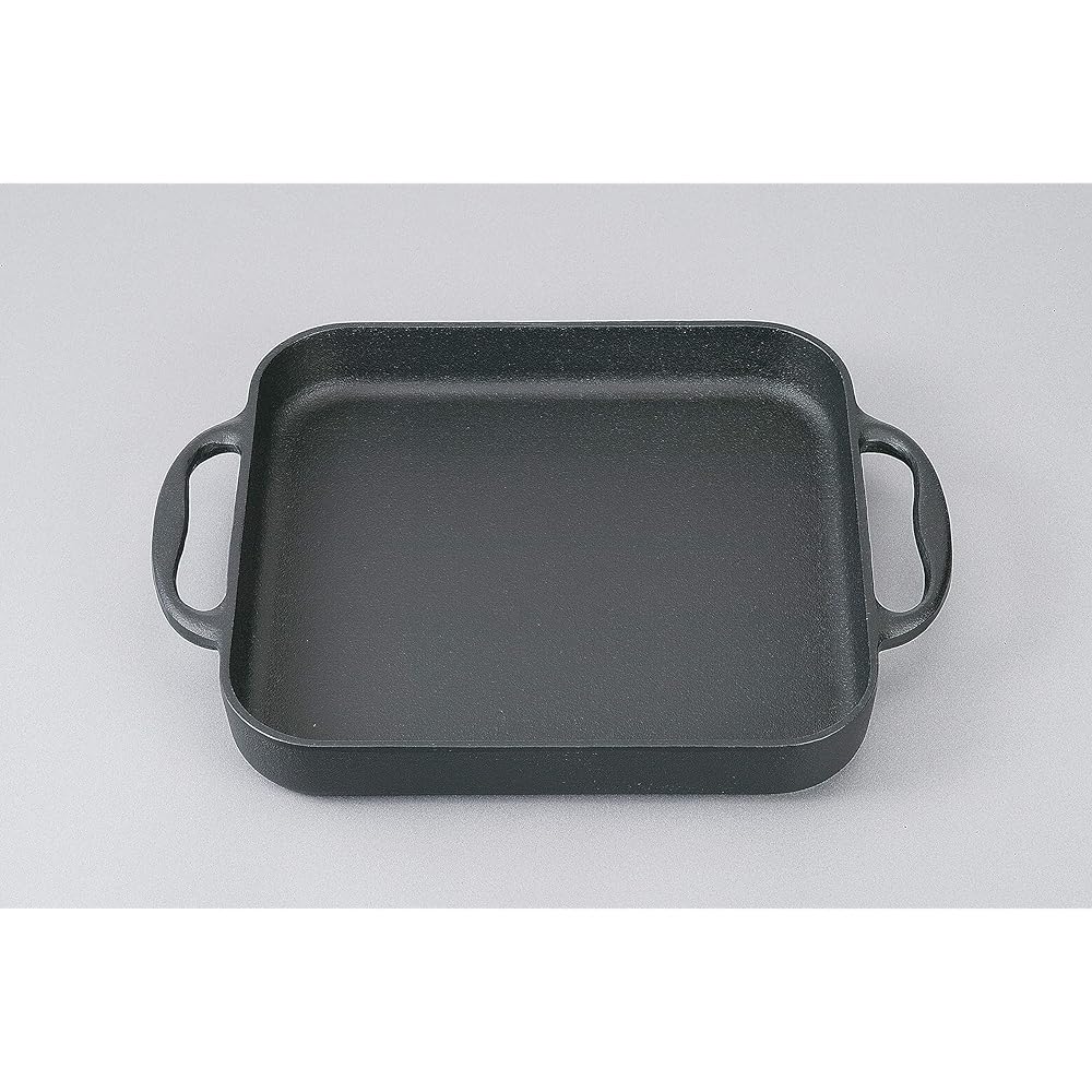 Iwachu Square Pan Black Body Size (cm): 30.5 x 24.5 x (H) 3.5 (Shallow) / (H) 8.5 (Deep) Compatible with IH 21700 Two-handed Pot Nanbu Tekki