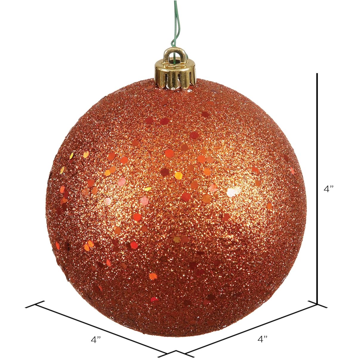 Vickerman 4" Shiny Orange Sequin Ball Ornaments, Bag of 6