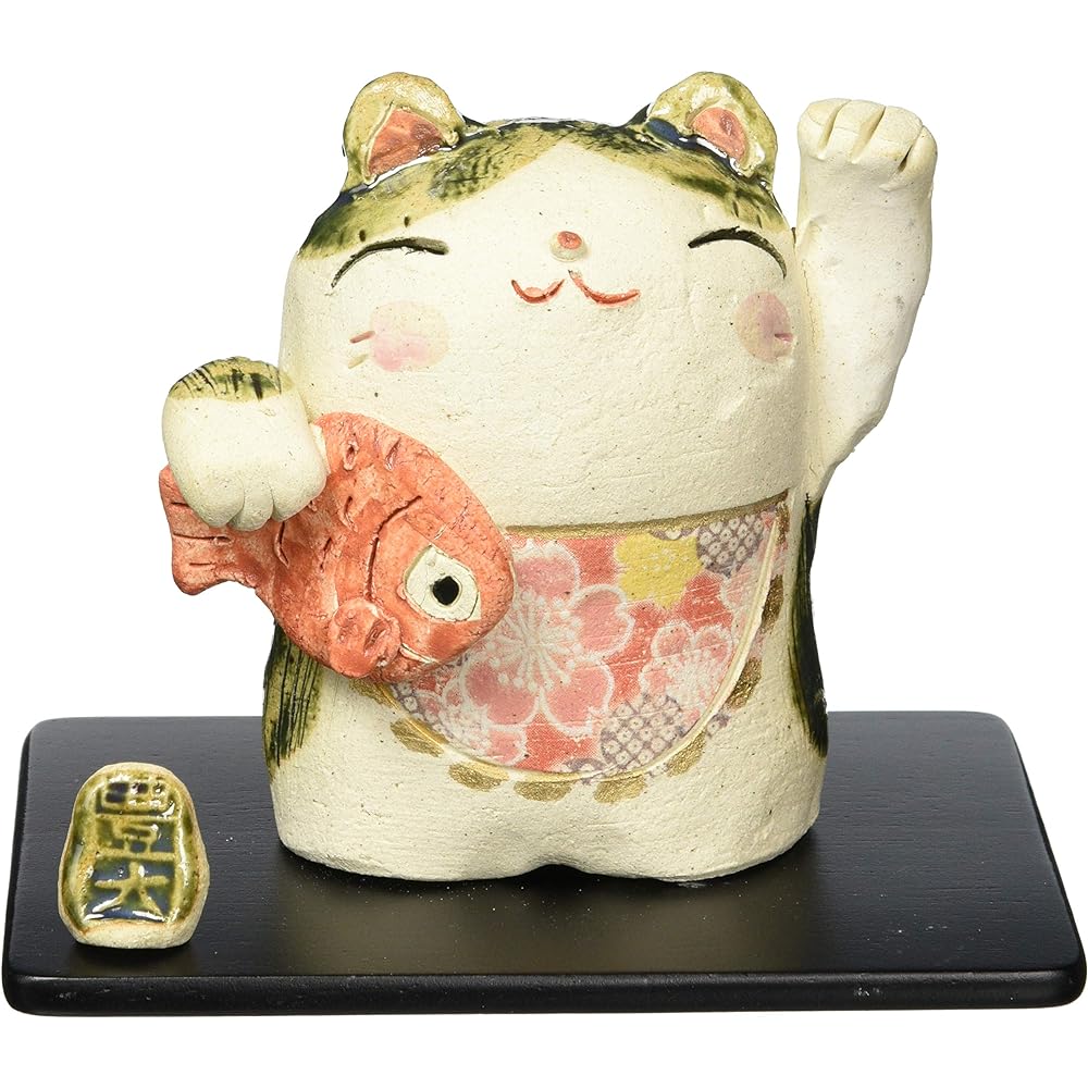 Ceramic Indigo Mino Ware Toyota Kiln Lucky Cat Ornament Large Sea Bream
