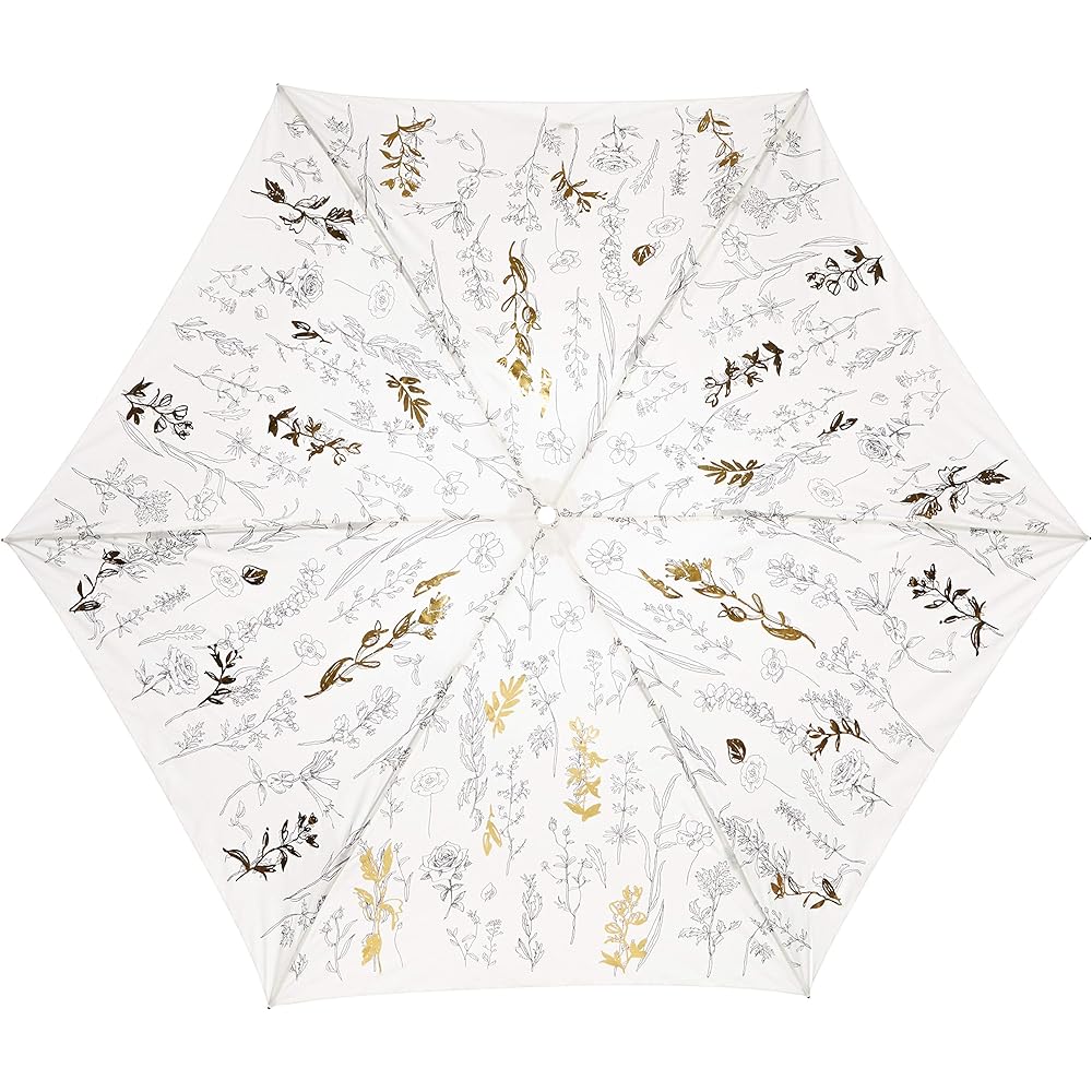 [Jill Stuart] AURORA JI-17733-33 Doodle Botanical Print Taffeta Carbon Lightweight Folding Umbrella Women's