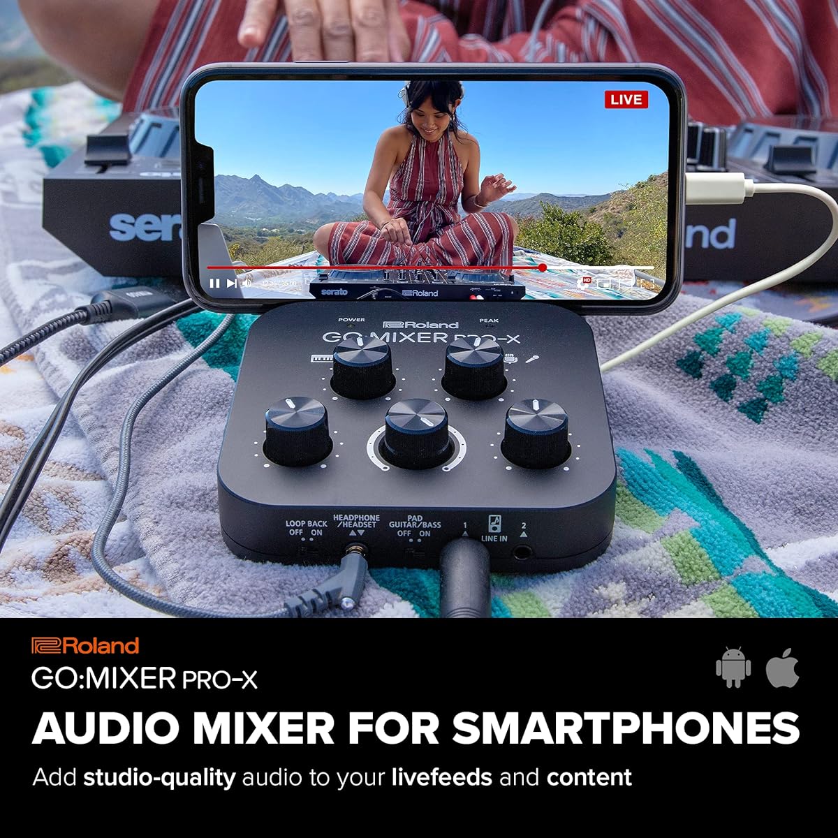 [Set Purchase] Roland Audio Mixer Roland GO:MIXER PRO-X & Marantz Pro Condenser Microphone, Gaming, Streaming, Recording, Unidirectional, Shock Mount, Windscreen, Microphone Stand, XLR Cable Included, 48V Phantom Power MPM-1000
