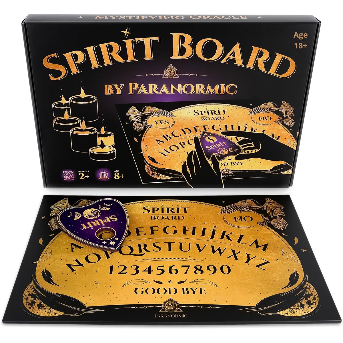 Paranormic Talking Spirit Board & Planchette Game - Unique Wicca Spirit Board Fun Communication Paranormal Gifts Solid Wood Spirit Communication Board Intricate Design 15.4 x 10.2 Inch