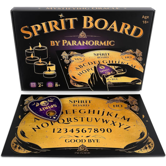 Paranormic Talking Spirit Board & Planchette Game - Unique Wicca Spirit Board Fun Communication Paranormal Gifts Solid Wood Spirit Communication Board Intricate Design 15.4 x 10.2 Inch