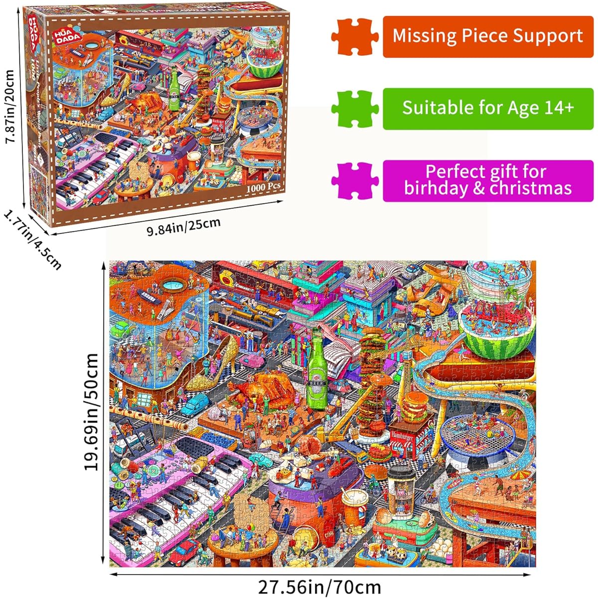HUADADA Jigsaw Puzzle for Adults 1000 Piece Jigsaw Puzzle for Adults Challenging Game (Little People's World Party)