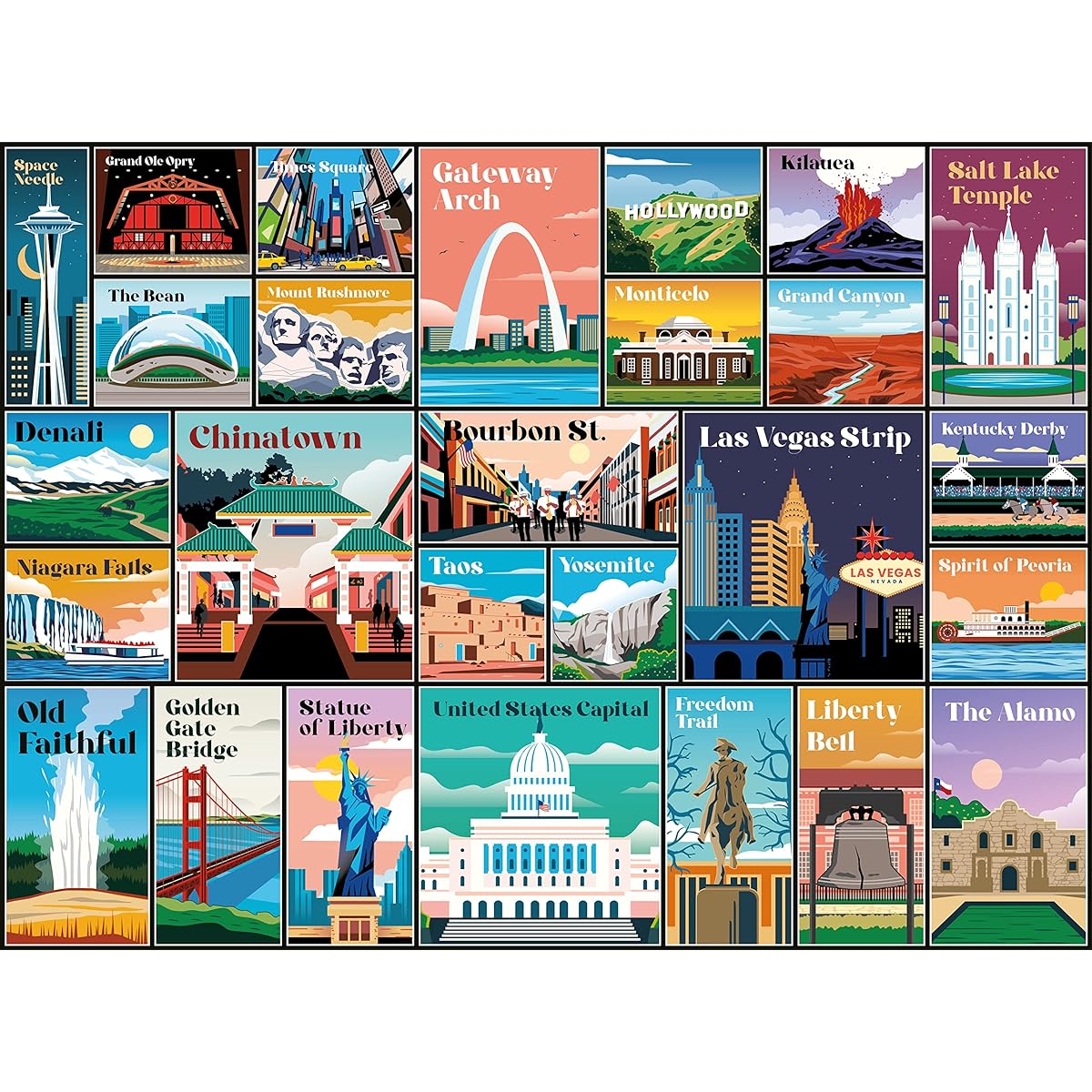 LetsPuzl United States Tourism Landmarks Jigsaw Puzzle - 1000 Piece Puzzle for Adults Travel Puzzle/Awesome Jigsaw Puzzle for Adults 1000+ Pieces/20" x 27"/4 Fun Bonus Items