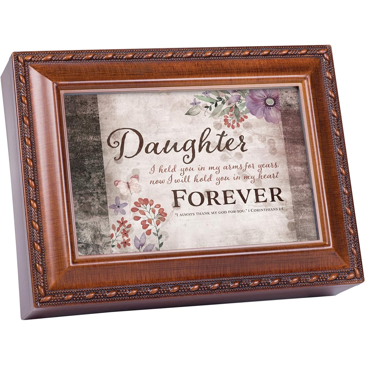 Cottage Garden Daughter I Held You Wood Grain 9 x 7 Inch MDF Wooden Music Box Song Friend Jesus