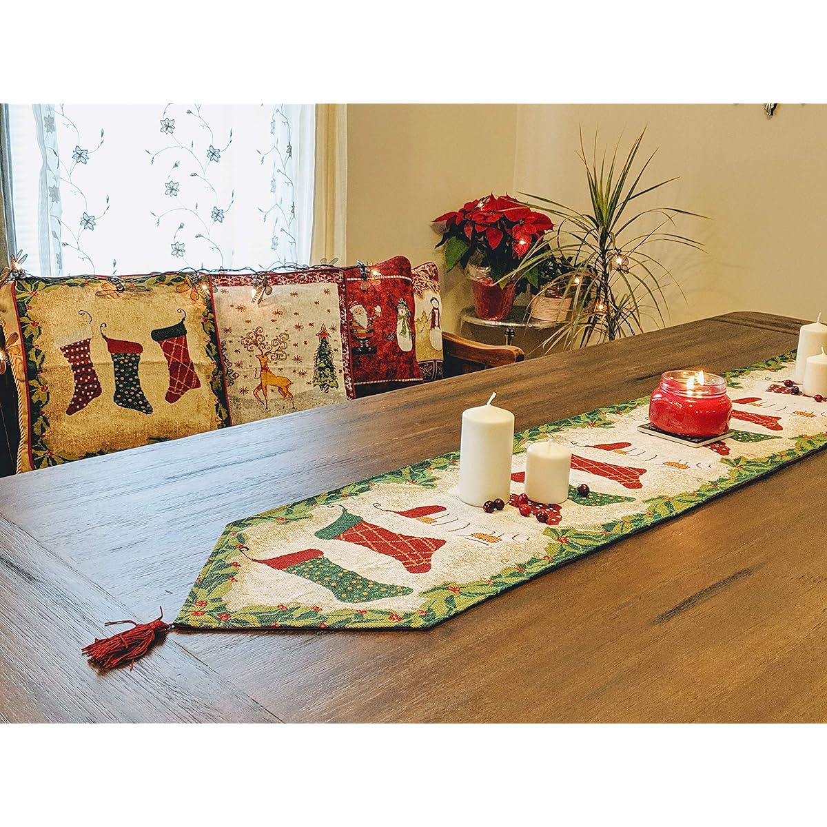 Tache Merry Christmas Stocking Holiday Table Runner 13X72 NEWDB12910TR-13x72