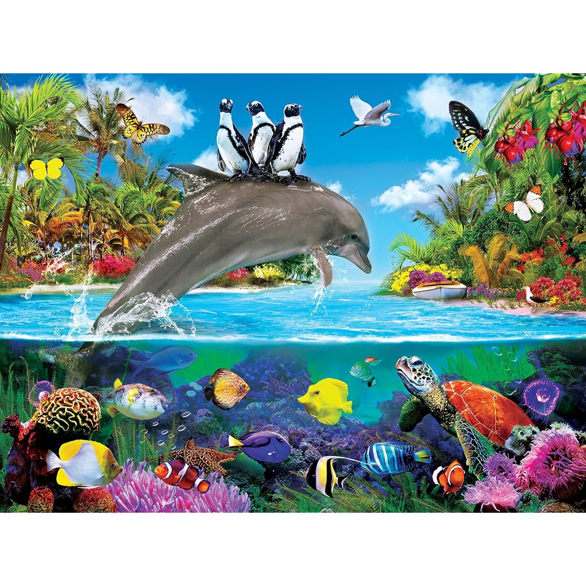 MasterPieces 300 Piece EZ Grip Jigsaw Puzzle - Dolphin Ride - 18"x24"