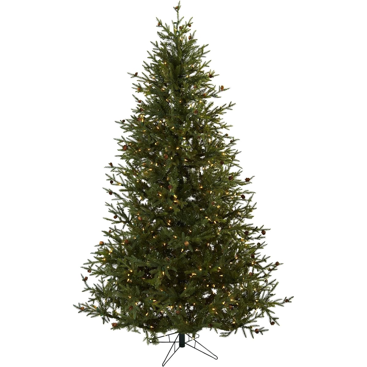 Nearly Natural 5373 7.5' Classic Pine and Pine Cone Christmas Tree, Green