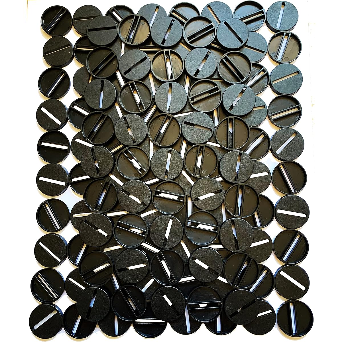 Pack of 125 - 25mm Slotted Bases for Miniatures (Approx. 2.54cm) - Black Plastic