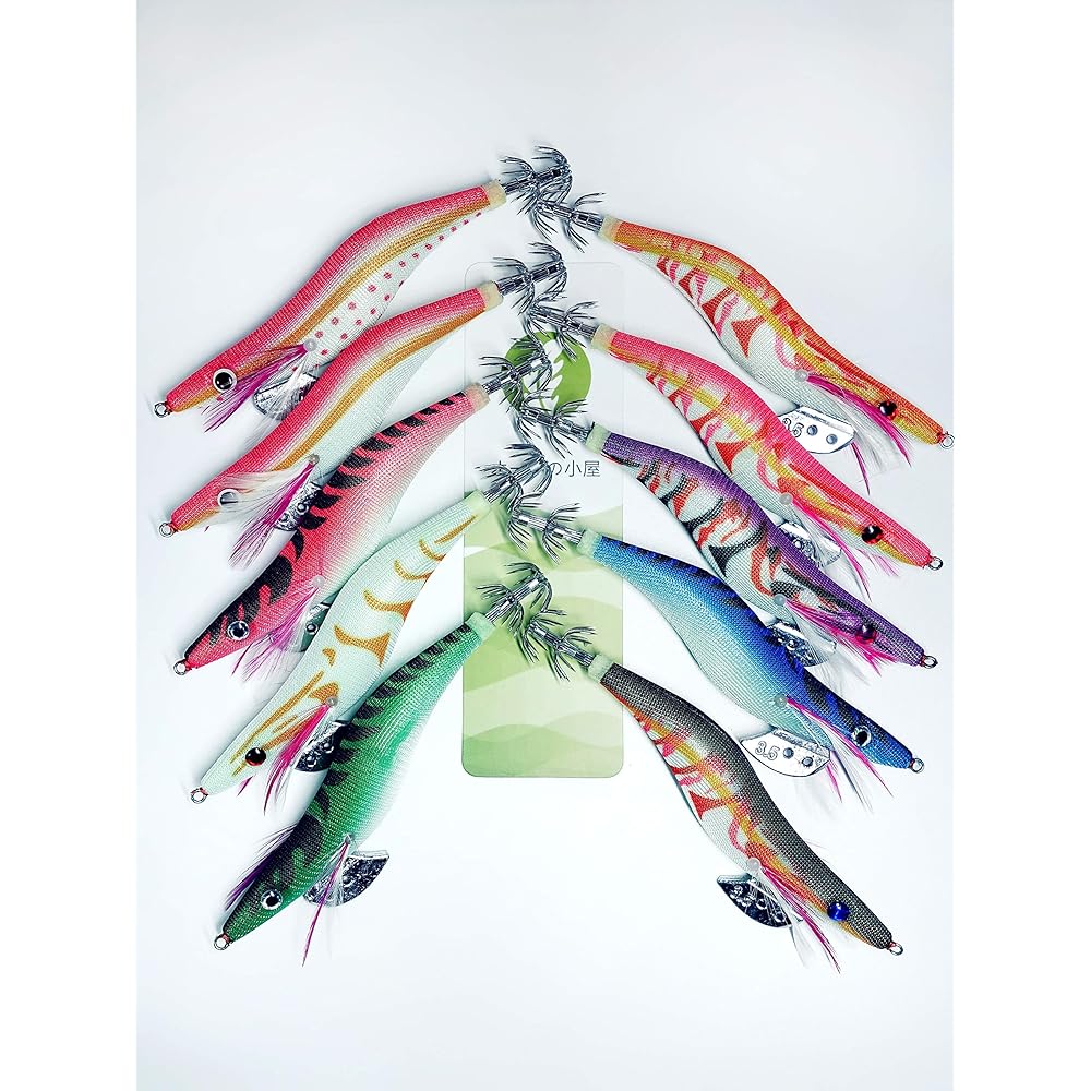 Egi Set Egi Squid Fishing Lure Luminous Float Sute Eging Set Whole Body Luminous Needle Tip Luminous No. 3.5 Bomber Hook with Case Set of 10 Latest Model