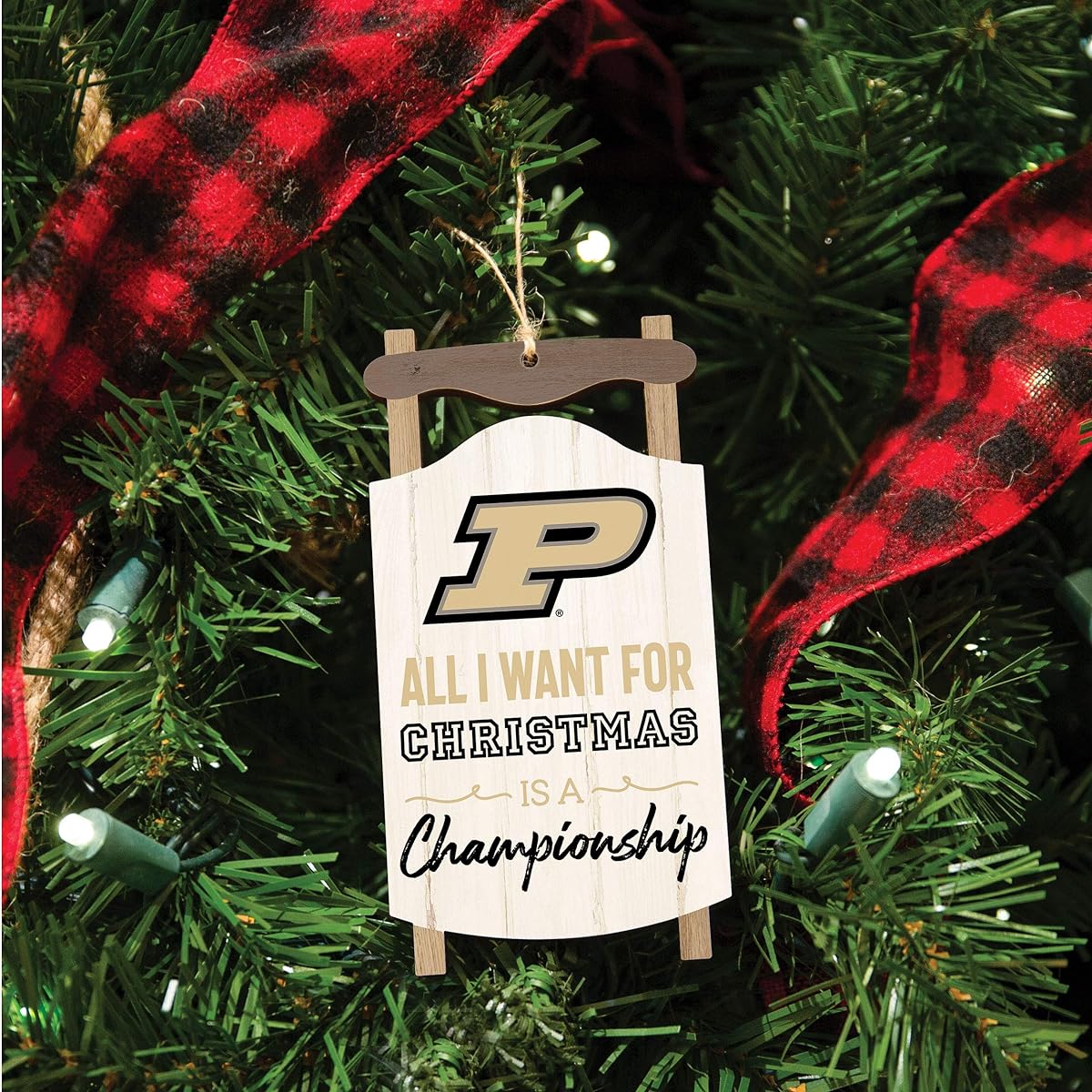 P. Graham Dunn Purdue University Boilermakers Championship Thread 5 x 2.625 Wooden Holiday Ornament