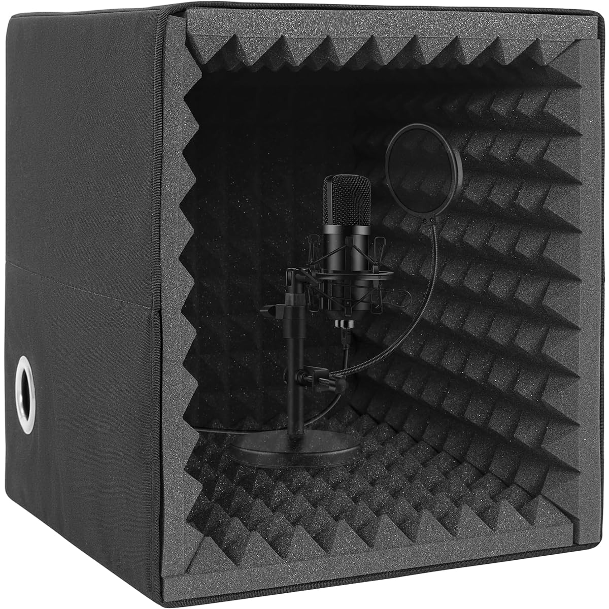Portable Sound Recording Shield Box Microphone Isolation Booth Box with Sound Absorbing Foam Foldable Stand Mount Great for Studio/Vlog/Vocal Large Size