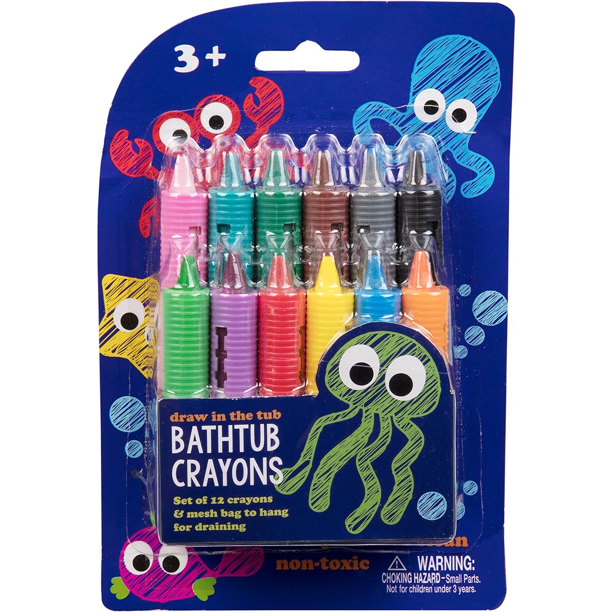 SCS Direct Bathtub Colors 12 Draw Bath Crayon Super Set with Bathtub Mesh Bag