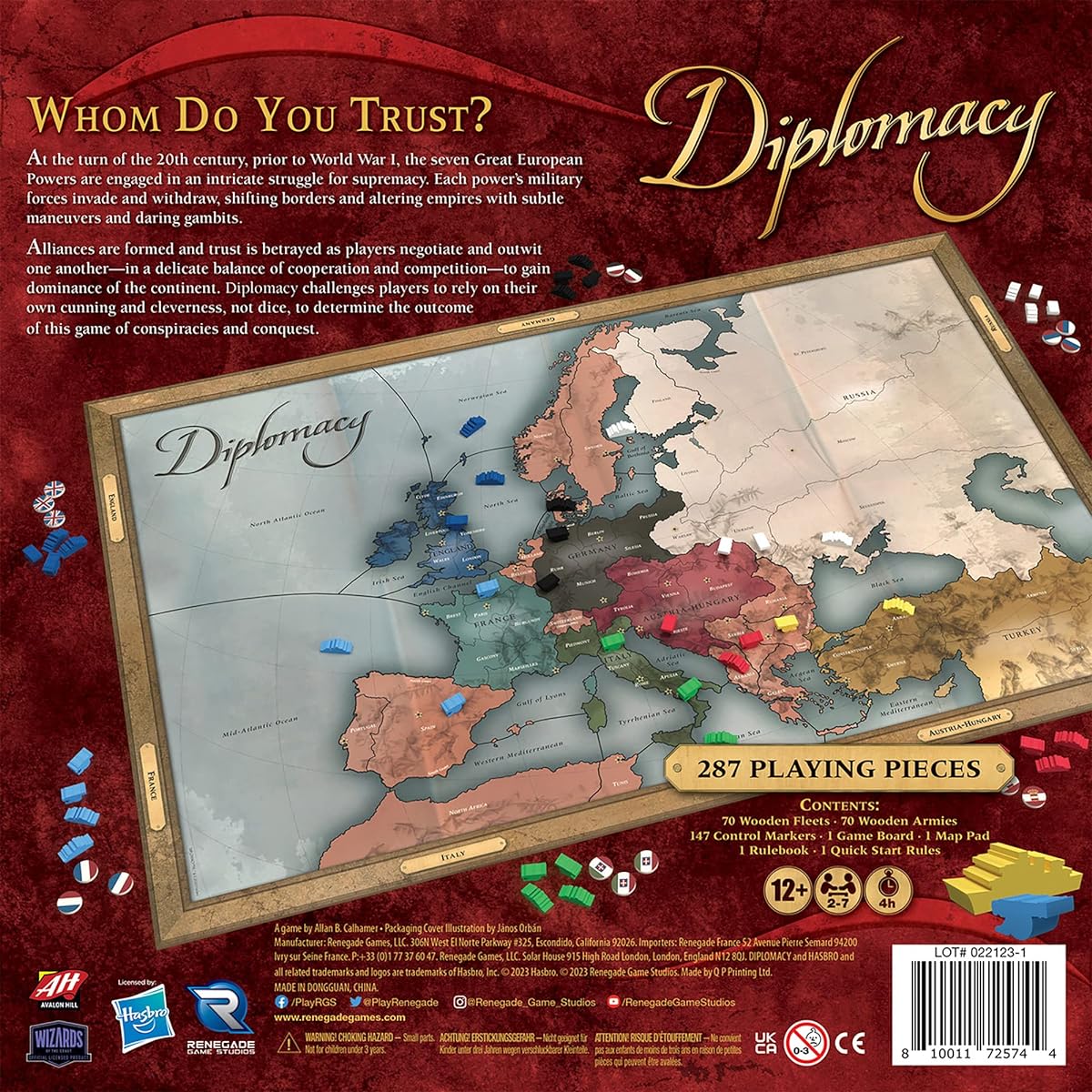 Renegade Game Studios | Diplomacy | Strategy board game for 2-7 players, ages 12 and up, quick start rules included