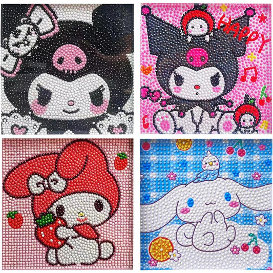 4pcs - 5D DIY Diamond Painting Kits Cute Diamond Painting Art Making Gifts for Girls Boys Adults Beginners (A)