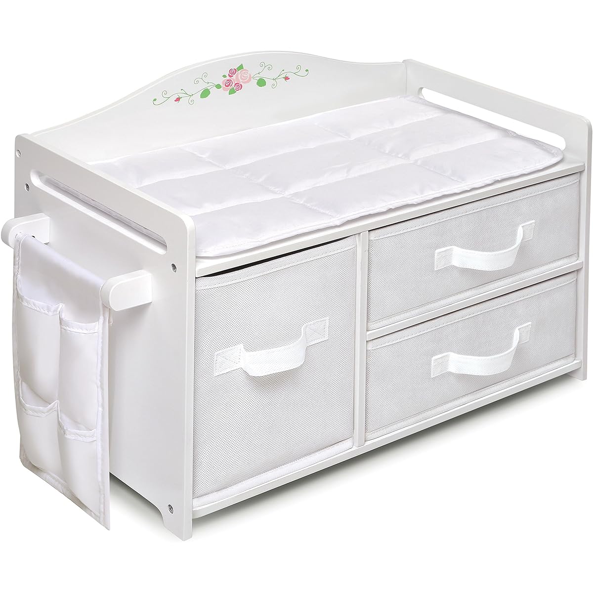 Doll Care Station with 3 Baskets, Pocket Organizer and Free Personalization Kit - White Rose