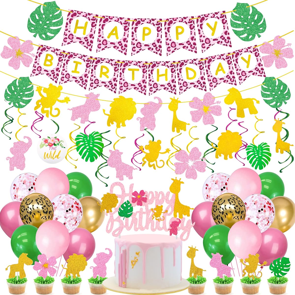 Jungle Safari Animals Party Decorations for Girls Birthday