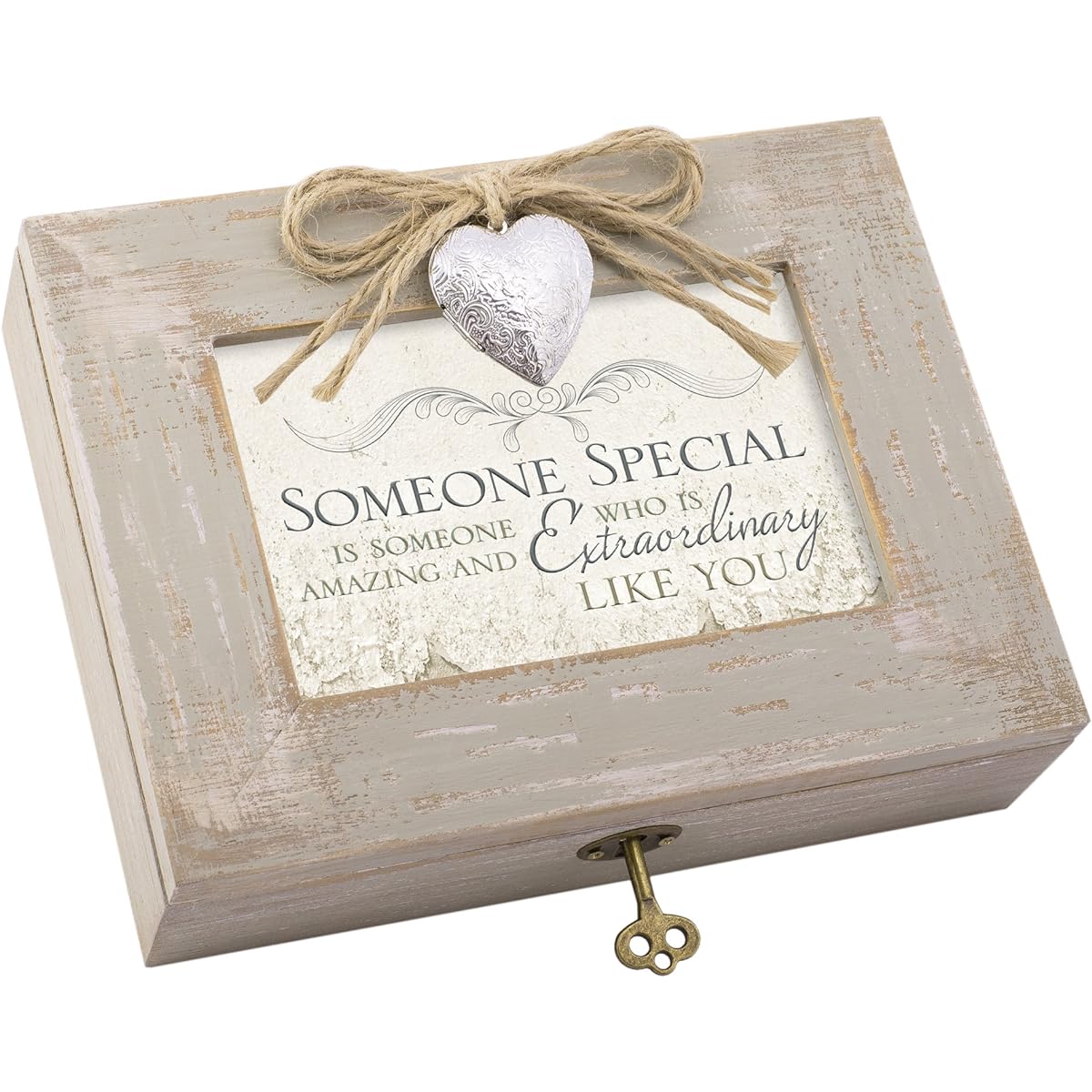 Special Someone Amazing Like You Antique Wooden Locket Jewelry Music Box Plays Tune Wonderful World