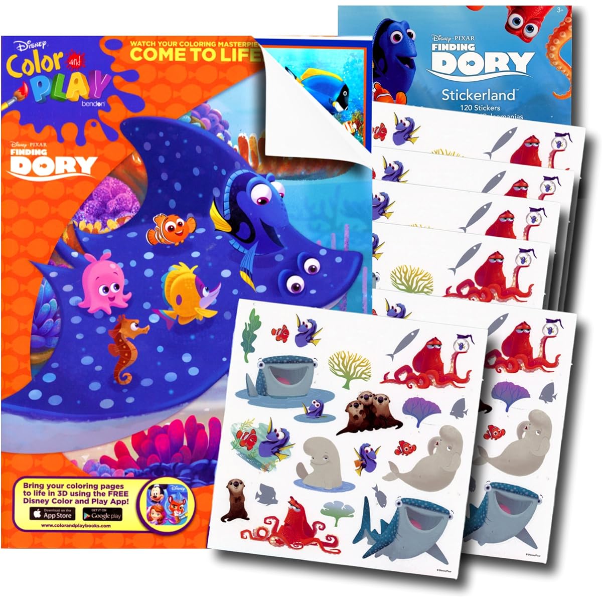 Disney Finding Dory Colouring Book with 120 Finding Dory Stickers & Bonus Under the Sea Stickers